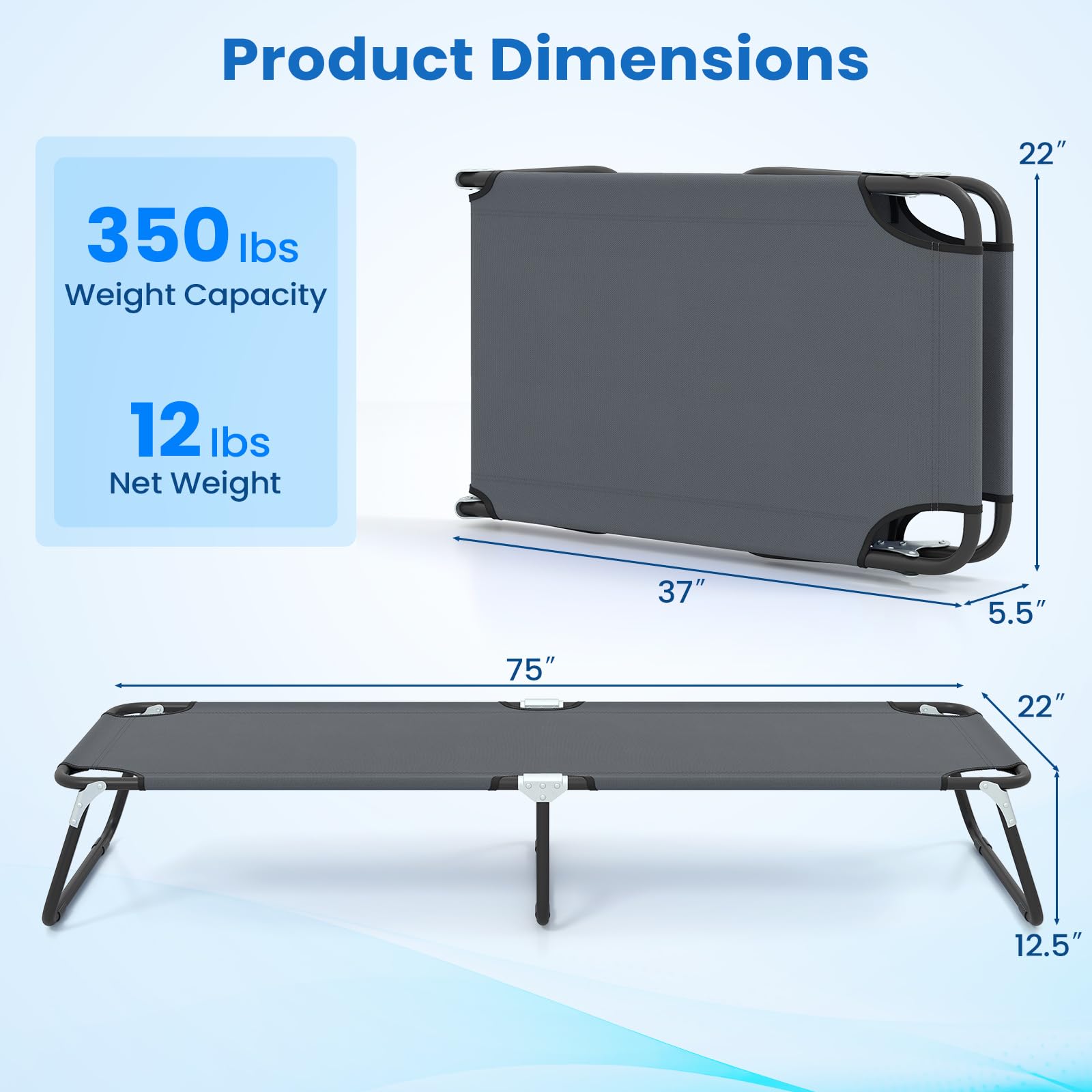 GYMAX cot shown by poolside for versatile outdoor setup