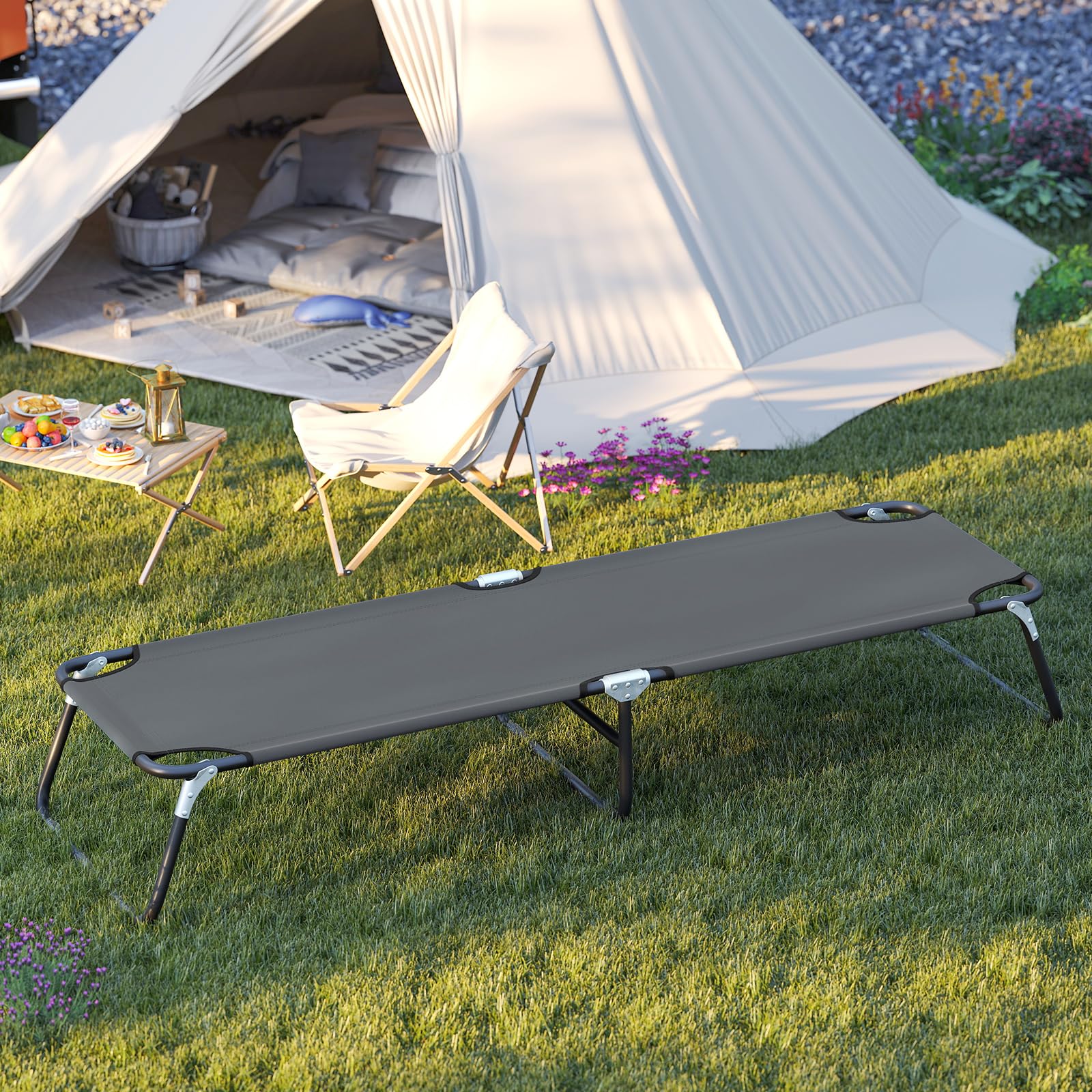 GYMAX cot in folded form ready for car trunk storage