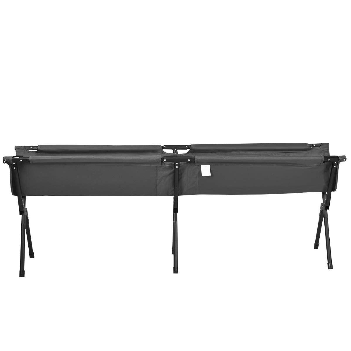 GYMAX portable military cot for camping, hunting, and travel.