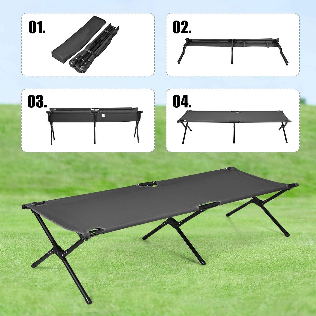 GYMAX cot shows oxford fabric that stays cool and dry.