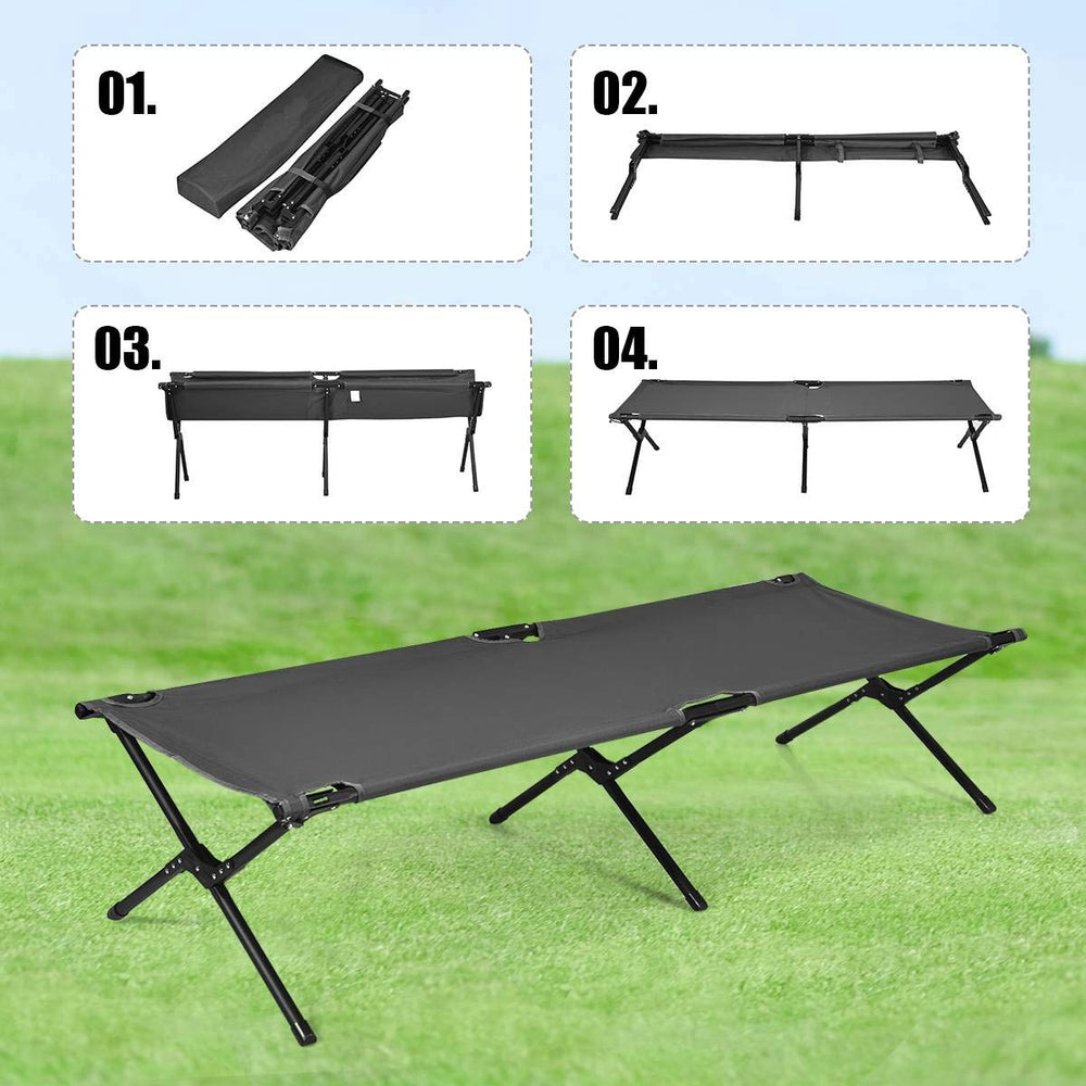 GYMAX cot shows oxford fabric that stays cool and dry.