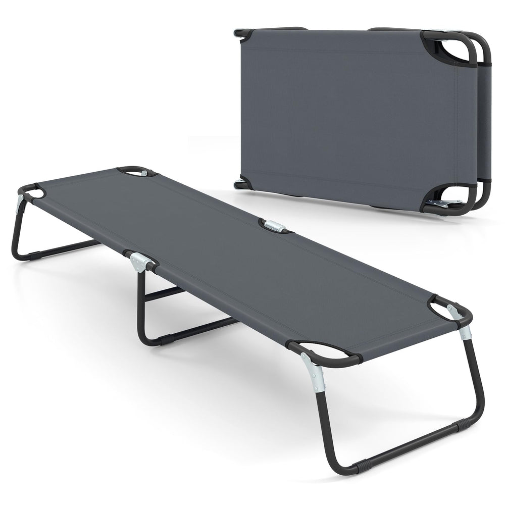 GYMAX folding camping cot unfolded for full-length outdoor comfort