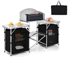 GYMAX folding camping table aluminum-top surface for sturdy outdoor cooking.