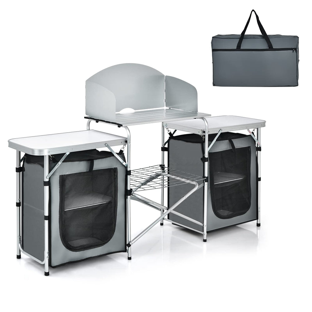 GYMAX versatile camping table used for picnics, campsites, and BBQs.