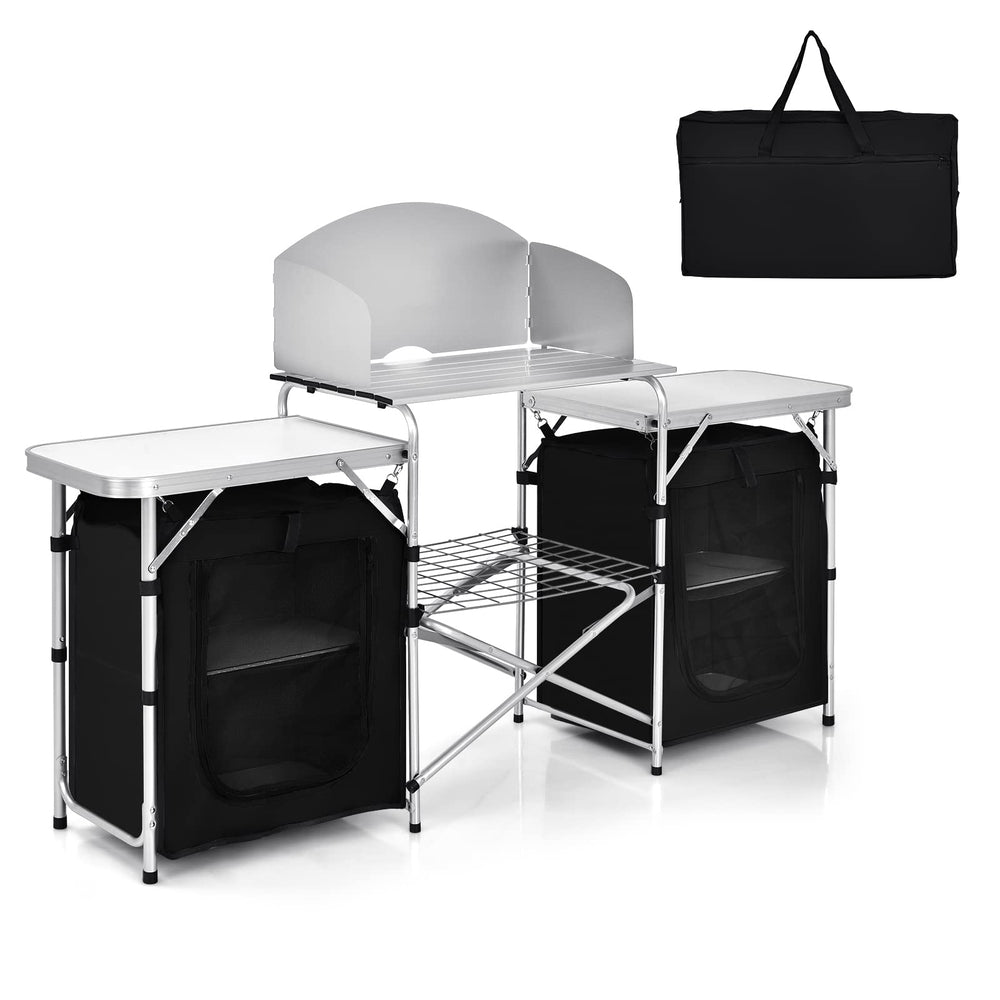 GYMAX table with rounded edges, safer for kids near the cooking area.