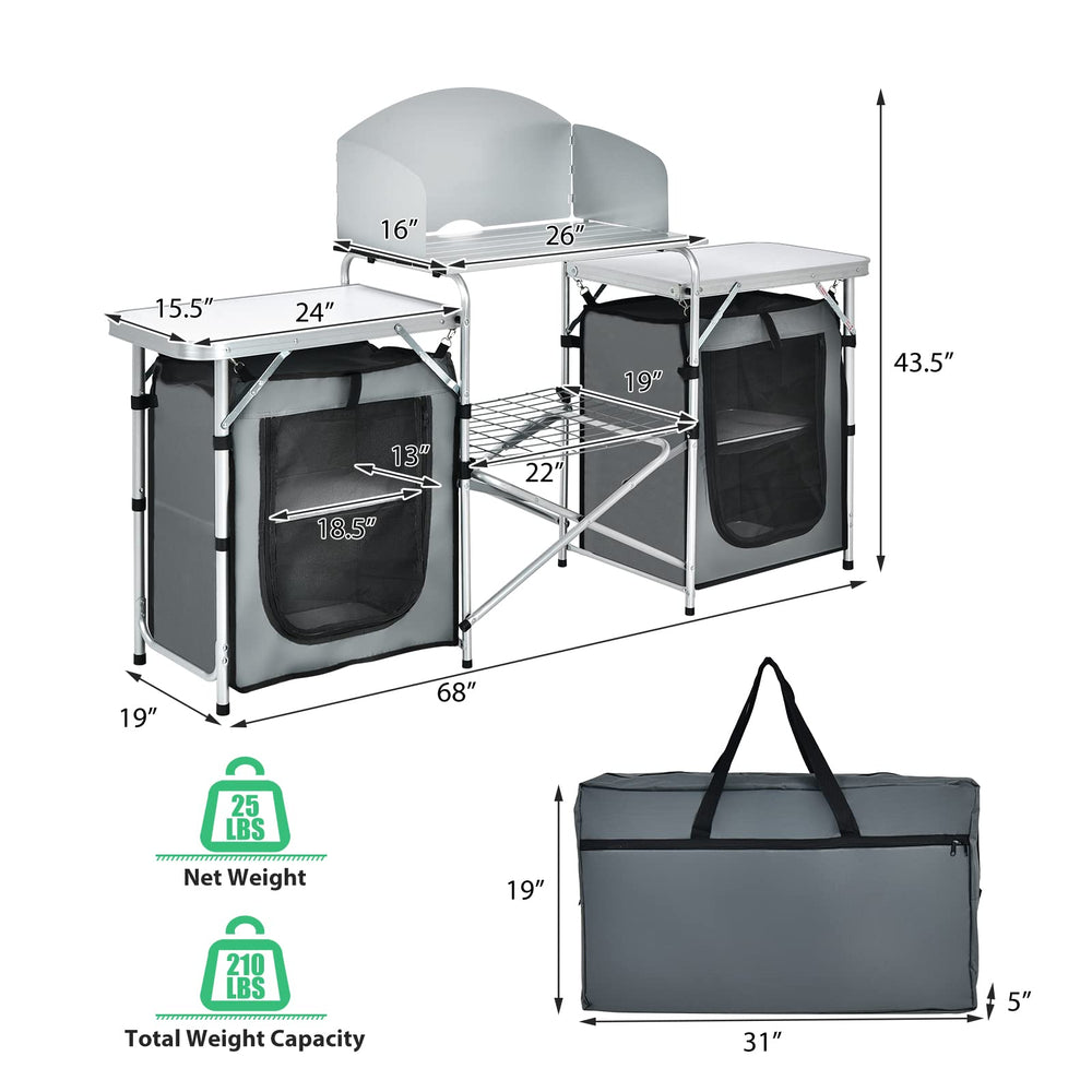 GYMAX folding table with side tabletops for extra prep space.