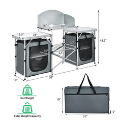 GYMAX folding table with side tabletops for extra prep space.