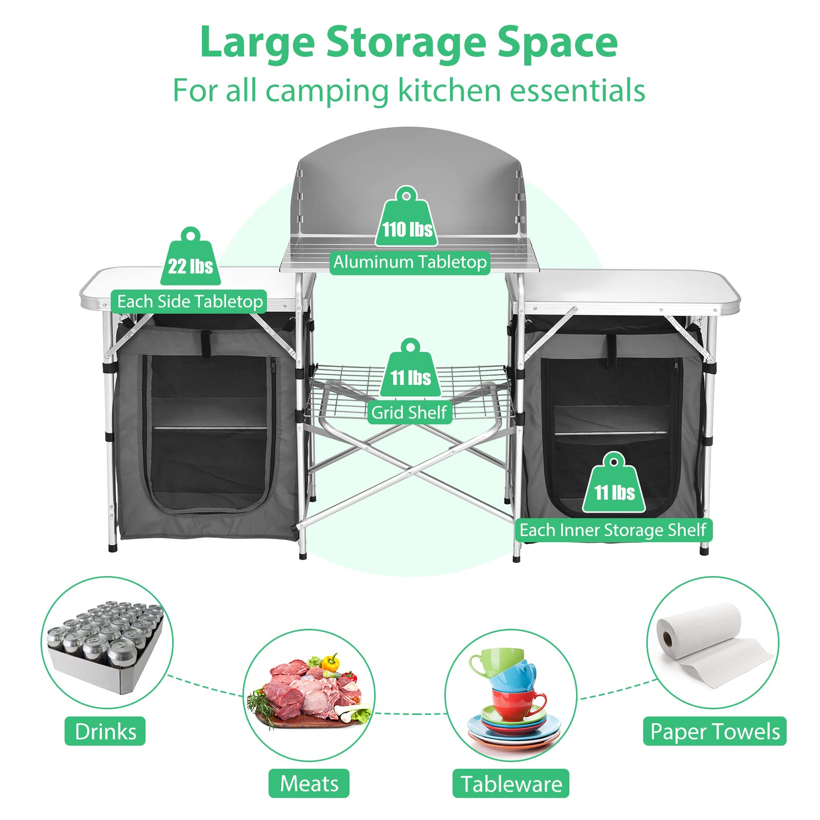 GYMAX zipper organizer shelves keep utensils and small items tidy.