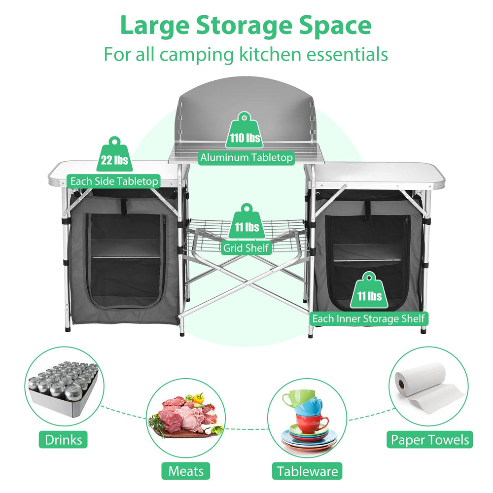 GYMAX zipper organizer shelves keep utensils and small items tidy.