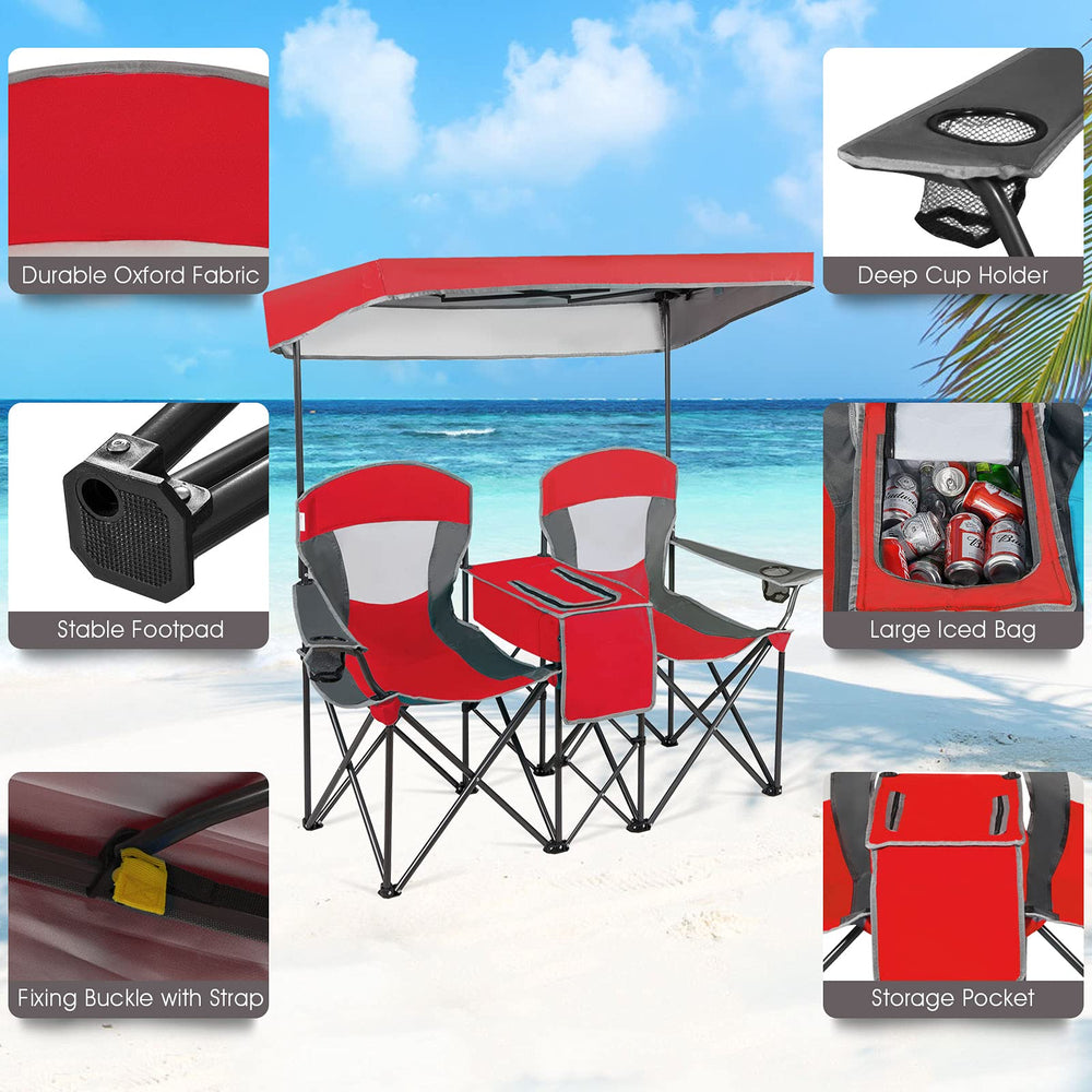 GYMAX folding chair with carry bag for easy transport and storage.