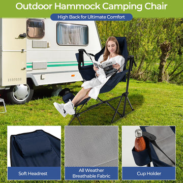 GYMAX Hammock Camping Chair adjustable backrest for personalized seating.