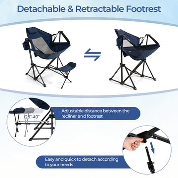 GYMAX Hammock Camping Chair built-in cup holder keeps drinks handy.