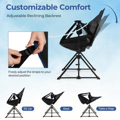 GYMAX hammock camping chair built-in cup holder keeps drinks handy
