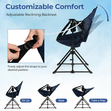 GYMAX Hammock Camping Chair headrest provides extra neck support.