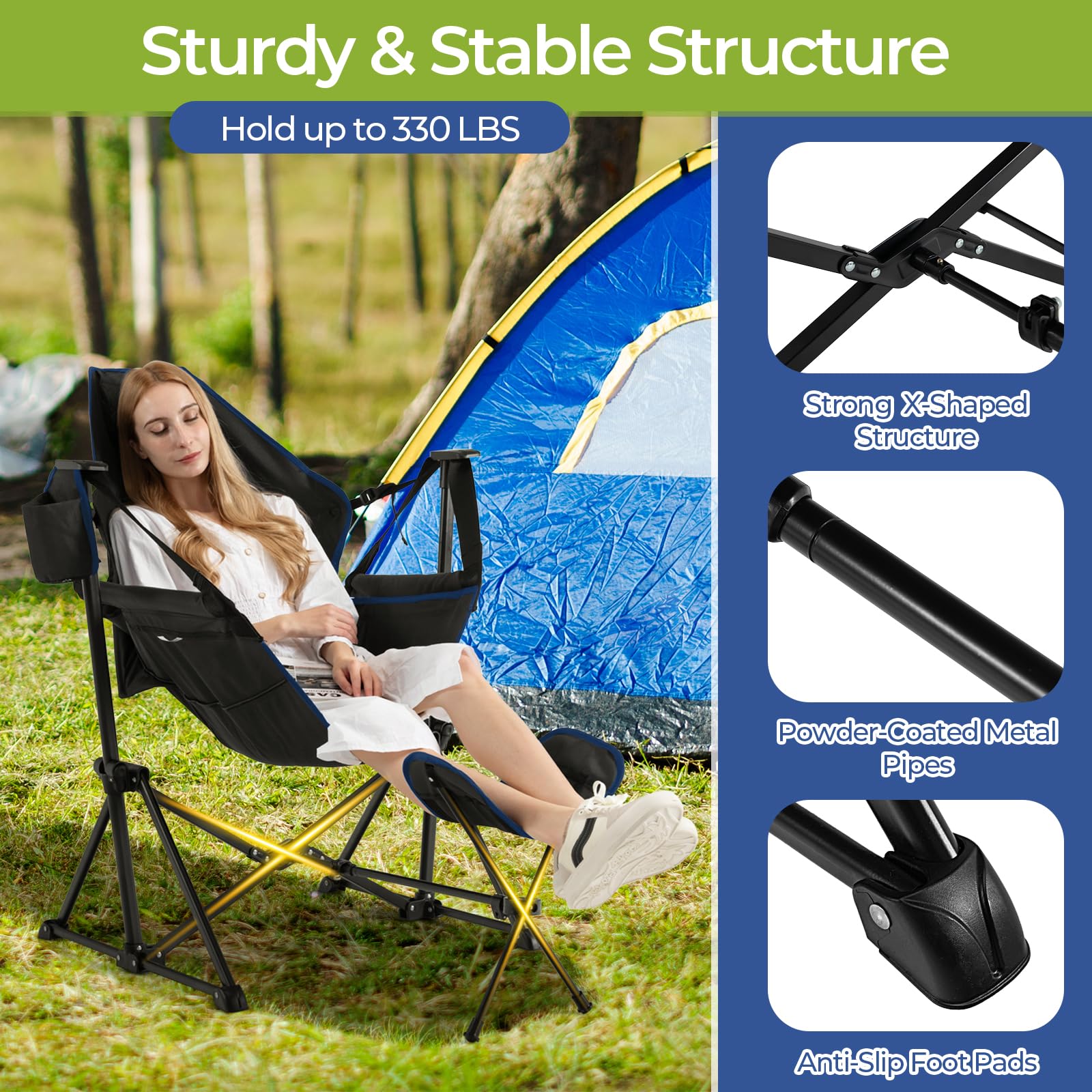 GYMAX hammock camping chair outdoor scene illustrates versatile use