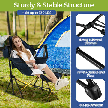 GYMAX Hammock Camping Chair in outdoor setting for beach, park, or campsite.