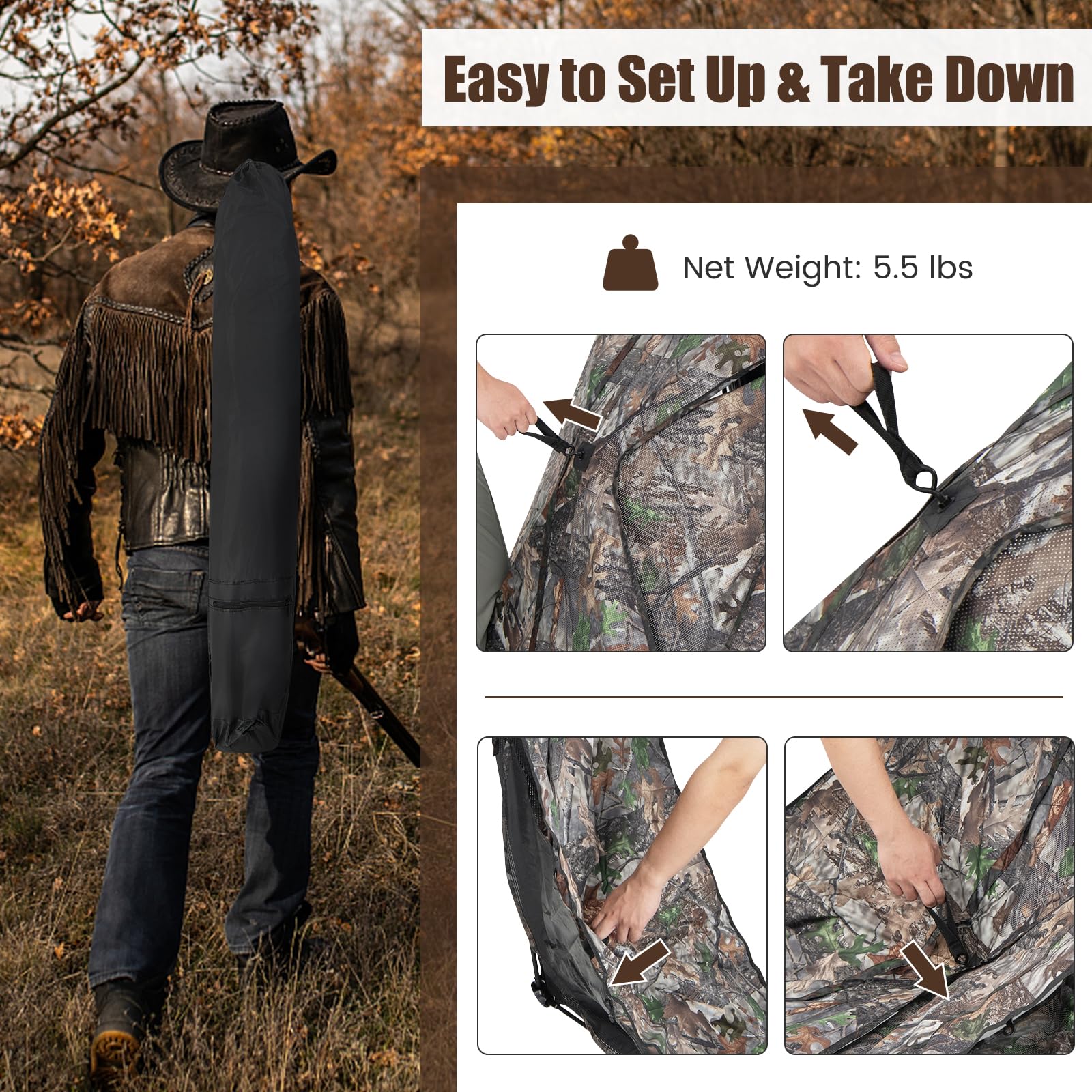 GYMAX carry bag and stakes enable easy transport and stable setup.