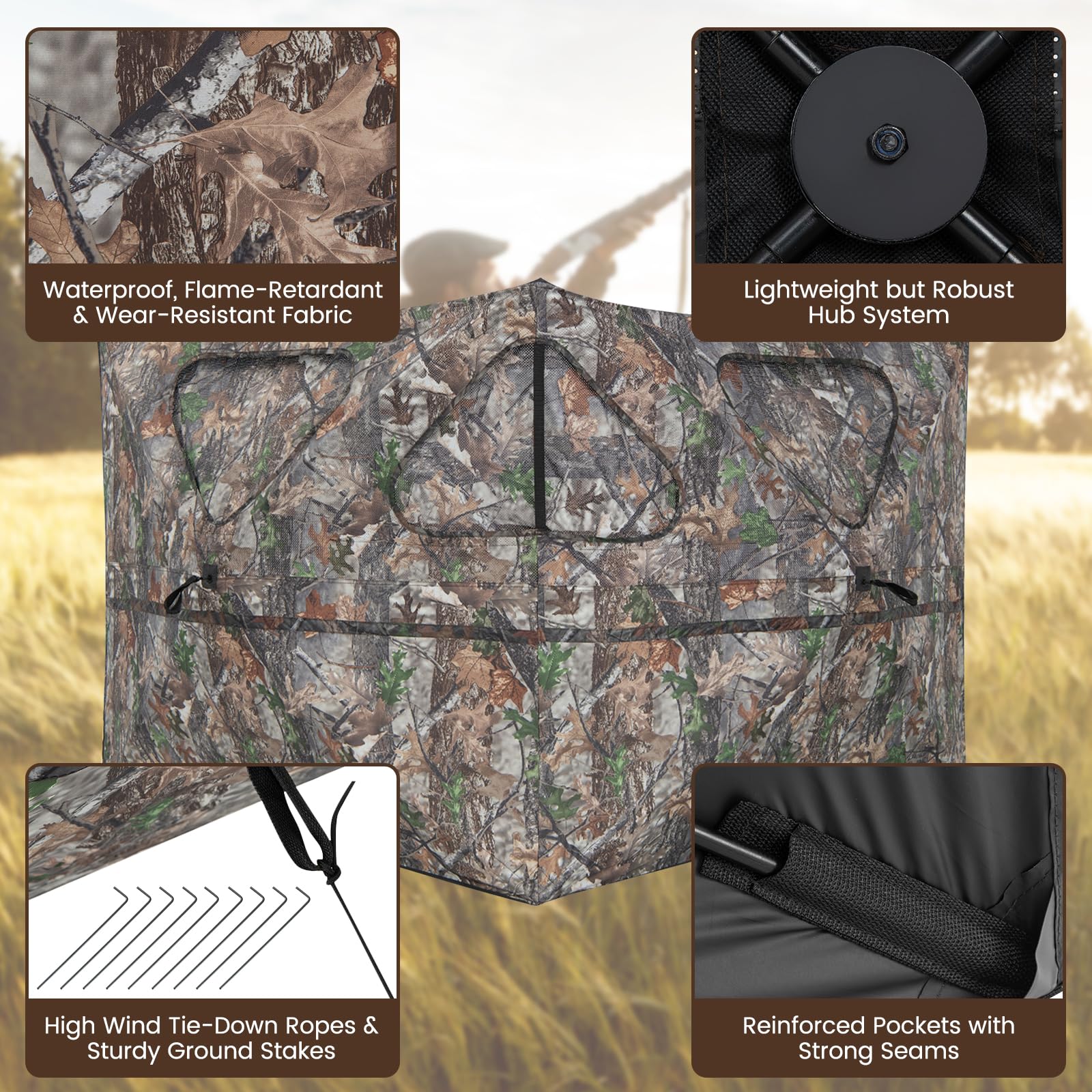 GYMAX waterproof fabric keeps you dry in changing outdoor conditions.