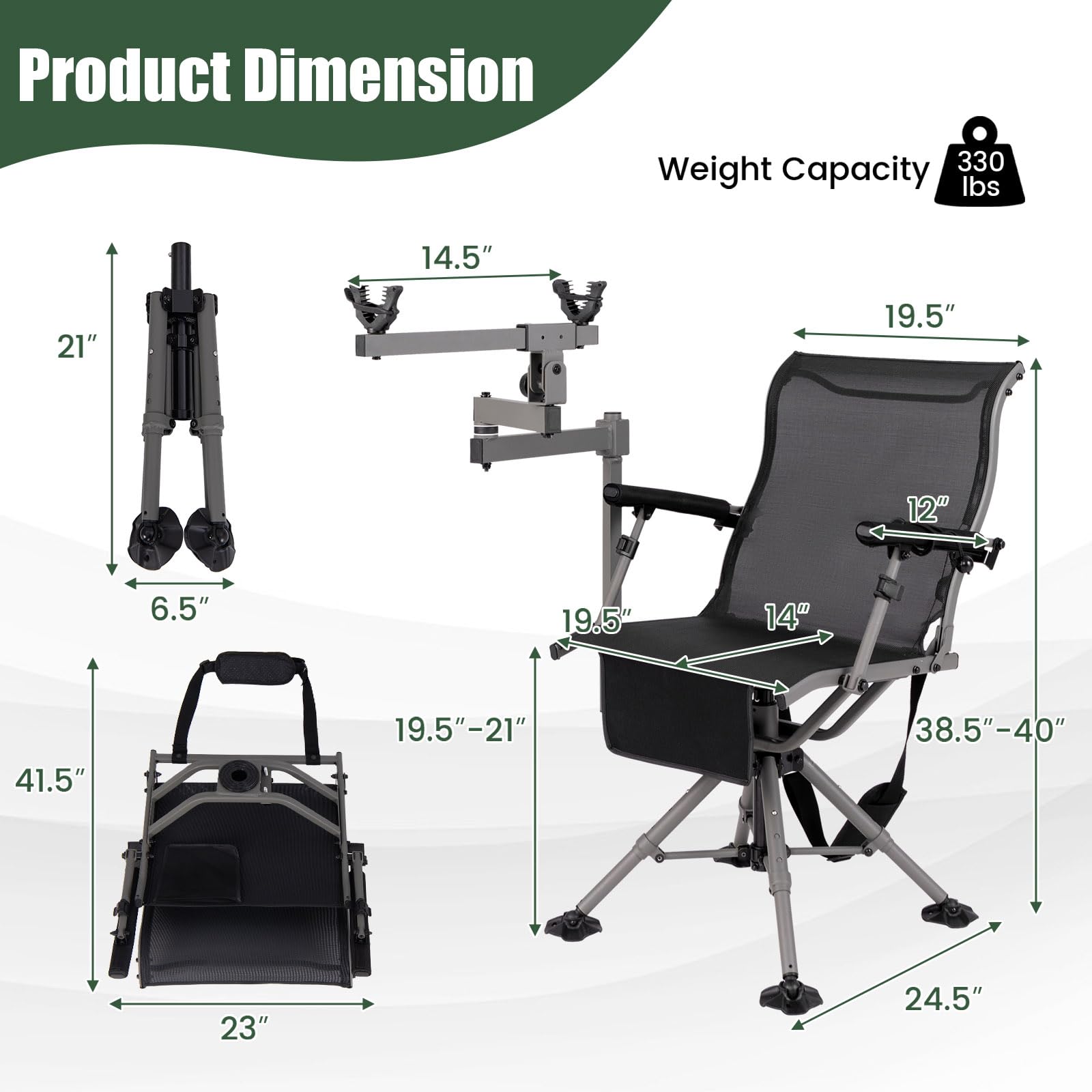 GYMAX chair with adjustable legs and armrests for uneven ground comfort