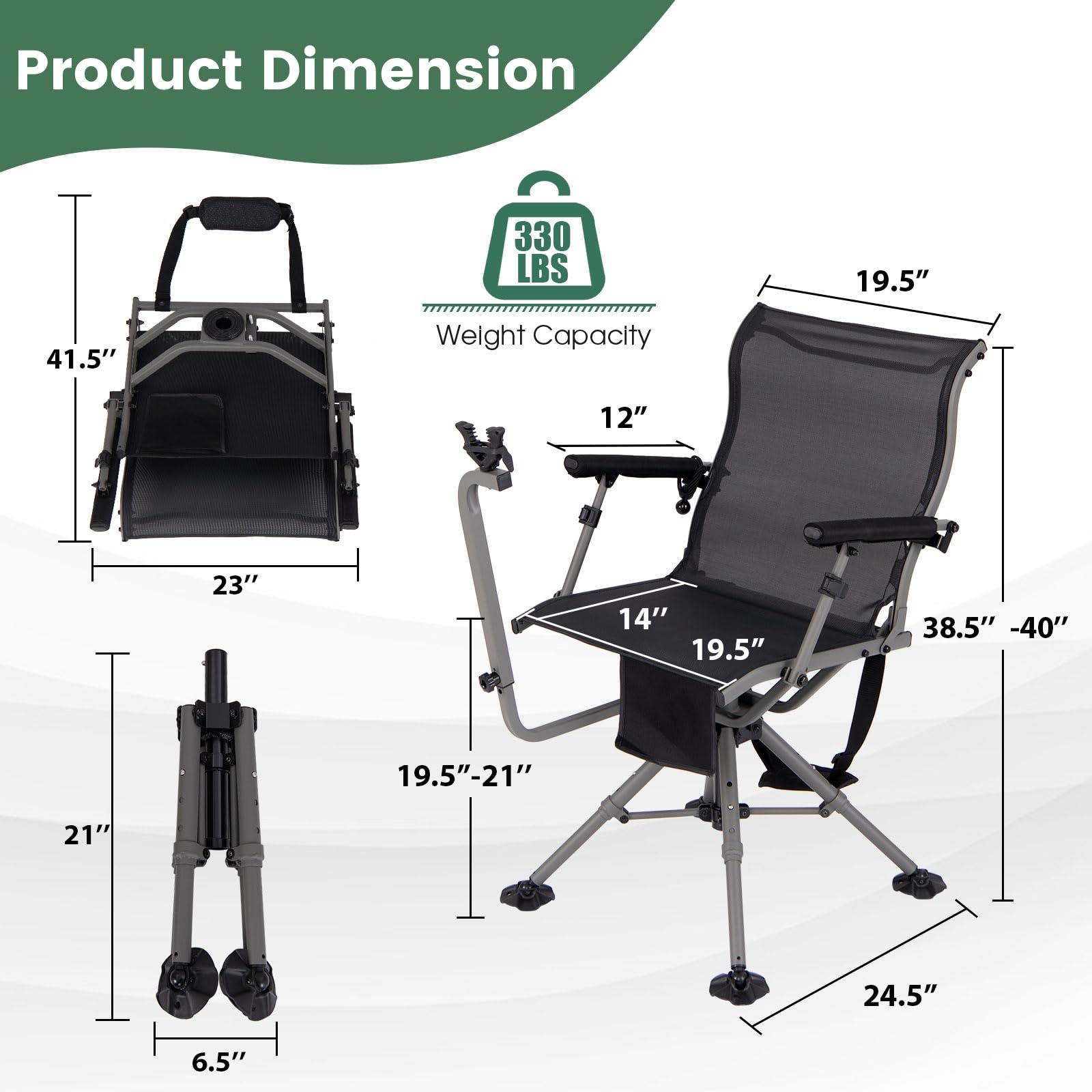 GYMAX hunting chair carrying strap for easy field transport.