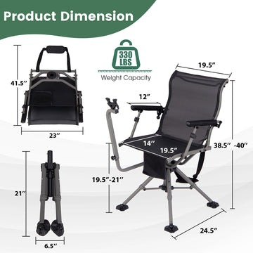 GYMAX hunting chair carrying strap for easy field transport.