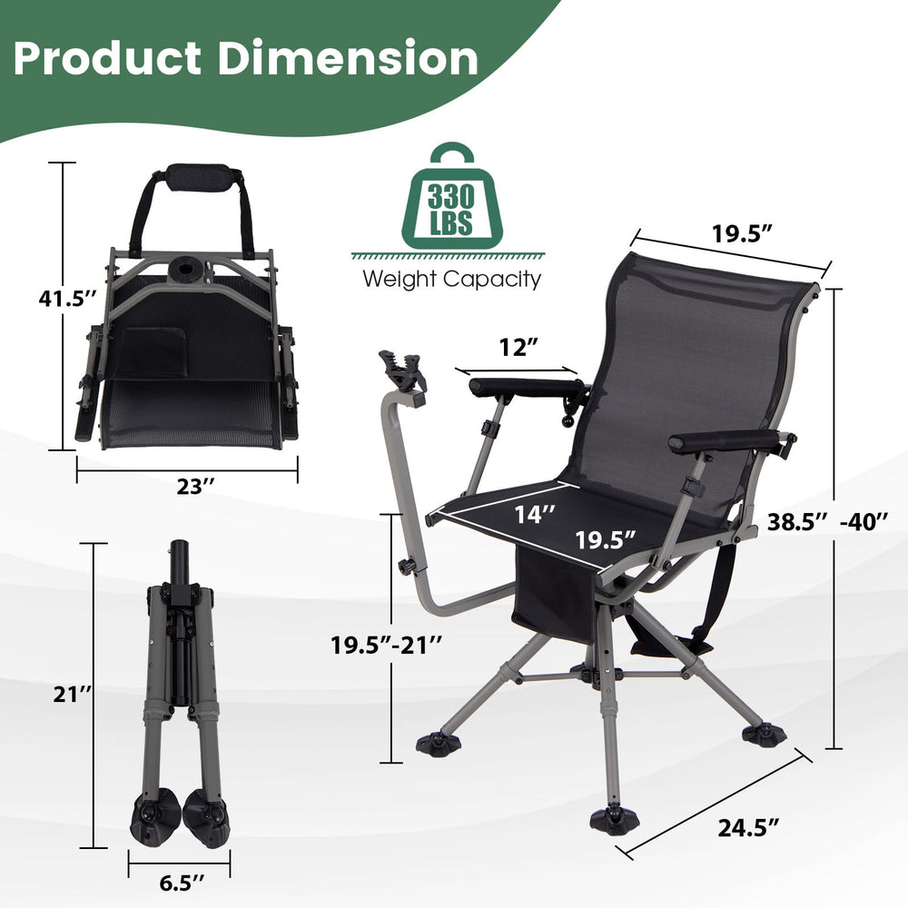 GYMAX hunting chair carrying strap for easy field transport.