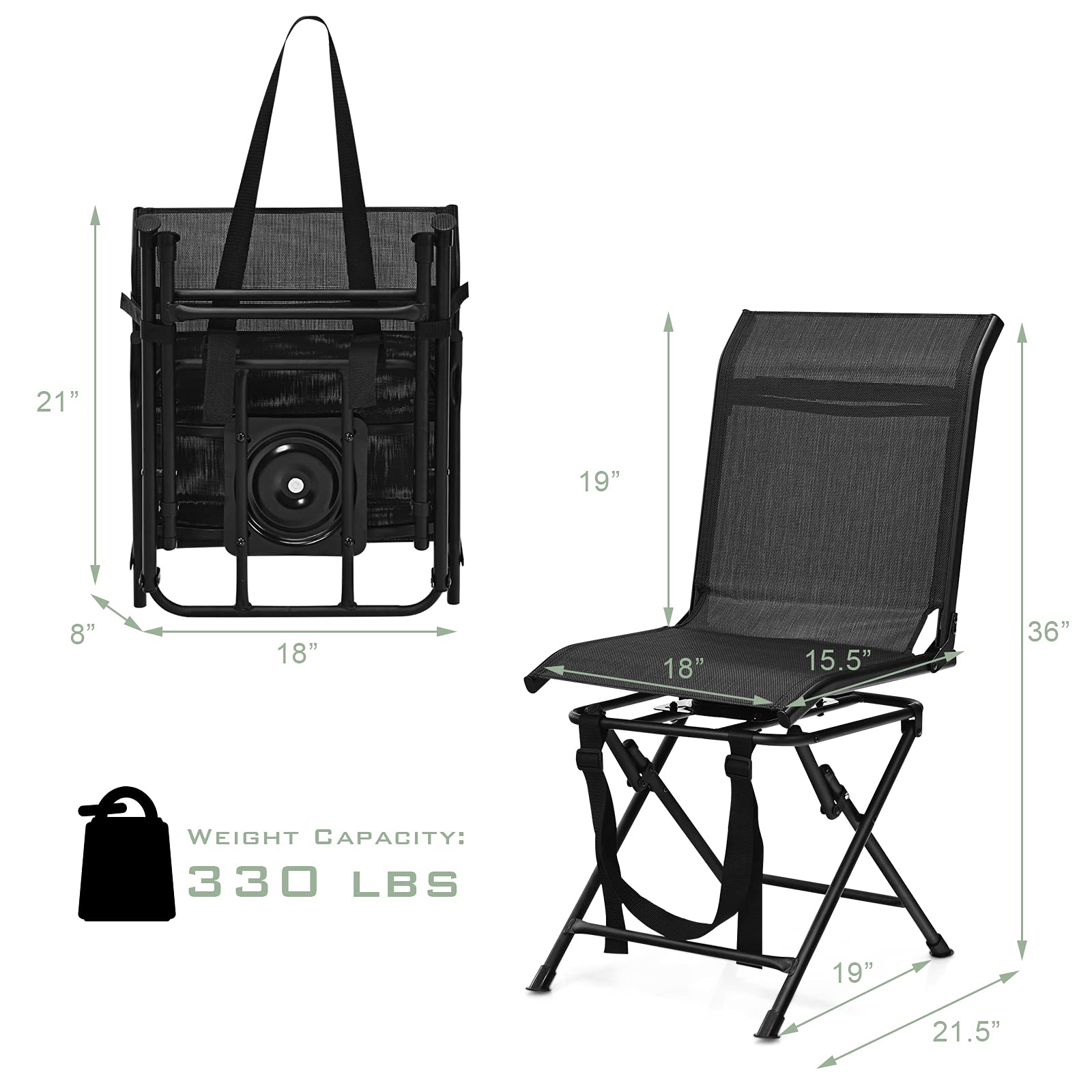 GYMAX heavy-duty frame supporting up to 330 lbs for rugged outdoor reliability