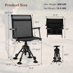 GYMAX hunting chair with telescopic legs adapts to uneven ground.