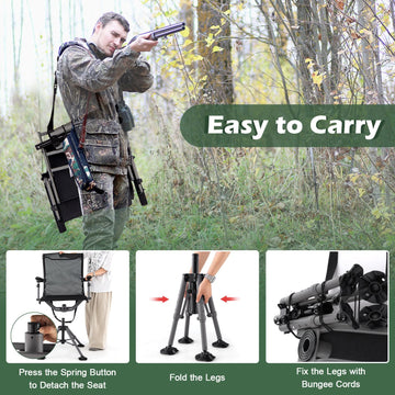 GYMAX hunting chair wide feet enhance stability on varied ground.