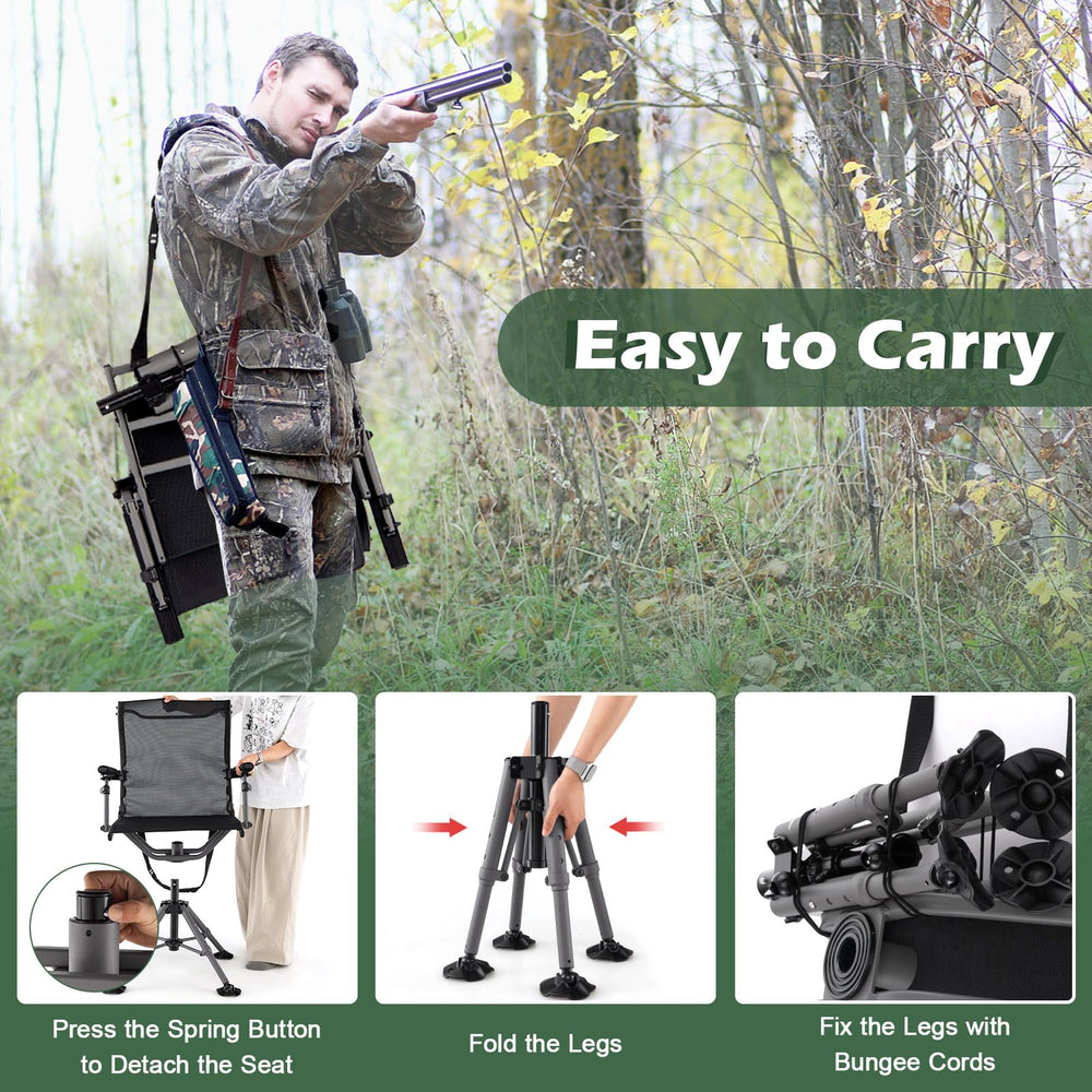 GYMAX hunting chair wide feet enhance stability on varied ground.