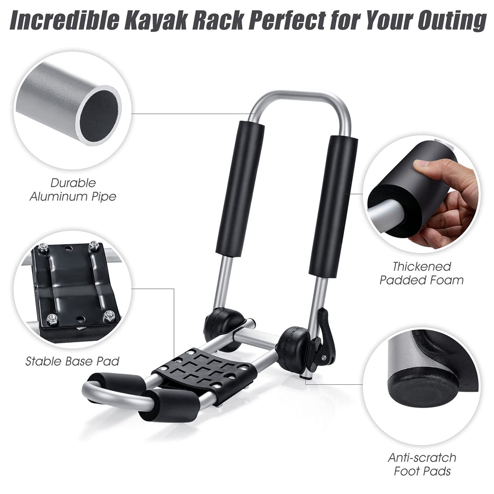 GYMAX foldable rack with angle adjust demonstrates precise kayak fit.