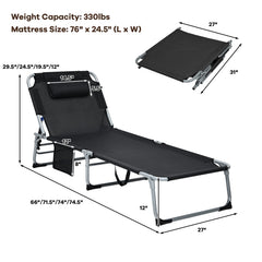 GYMAX lounge chair showing two-level footrest for customizable comfort.