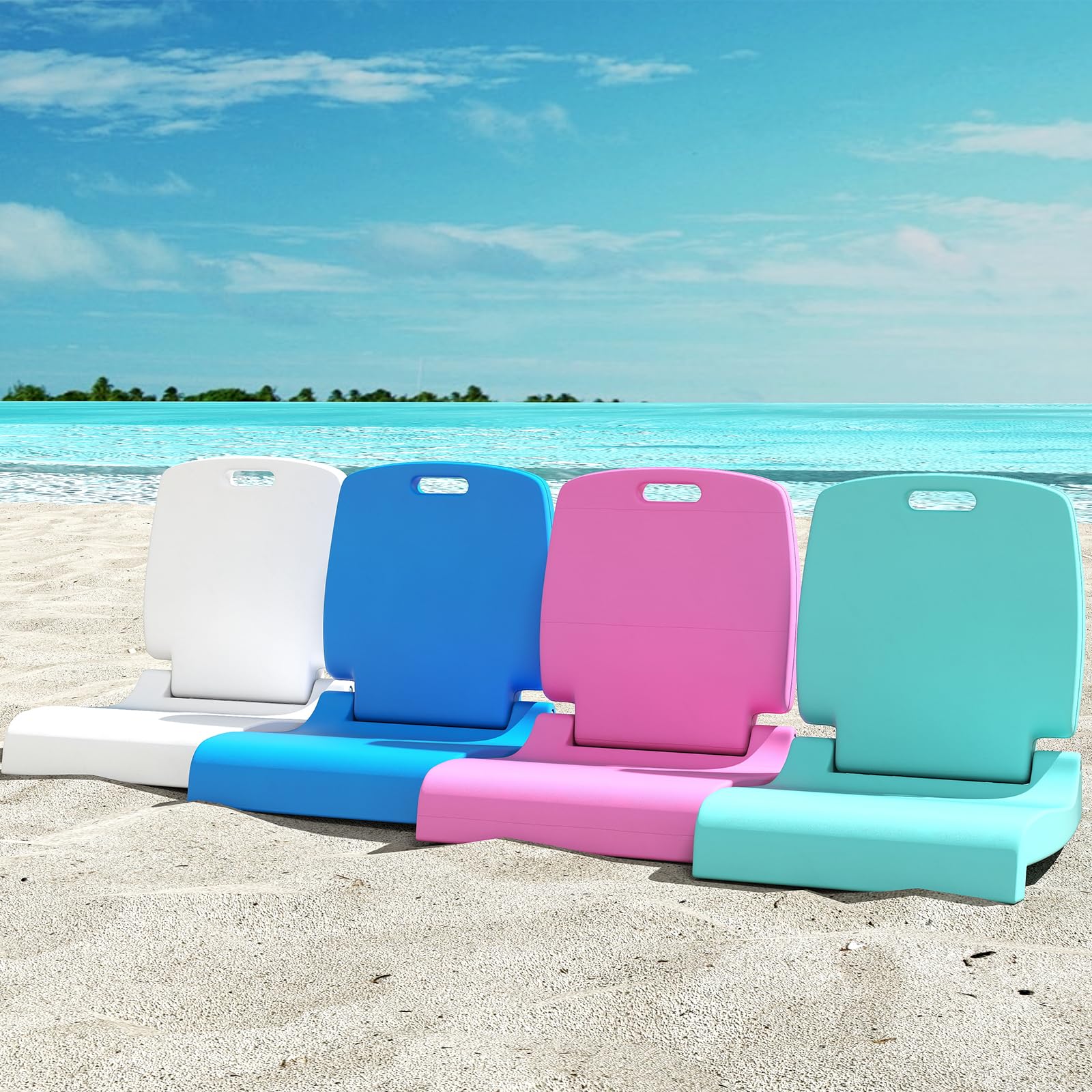 Wide seat of the GYMAX poolside chair for comfortable seating.