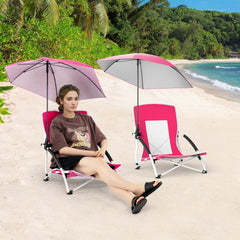 GYMAX chair with removable umbrella and UPF50+ protection for sunny days