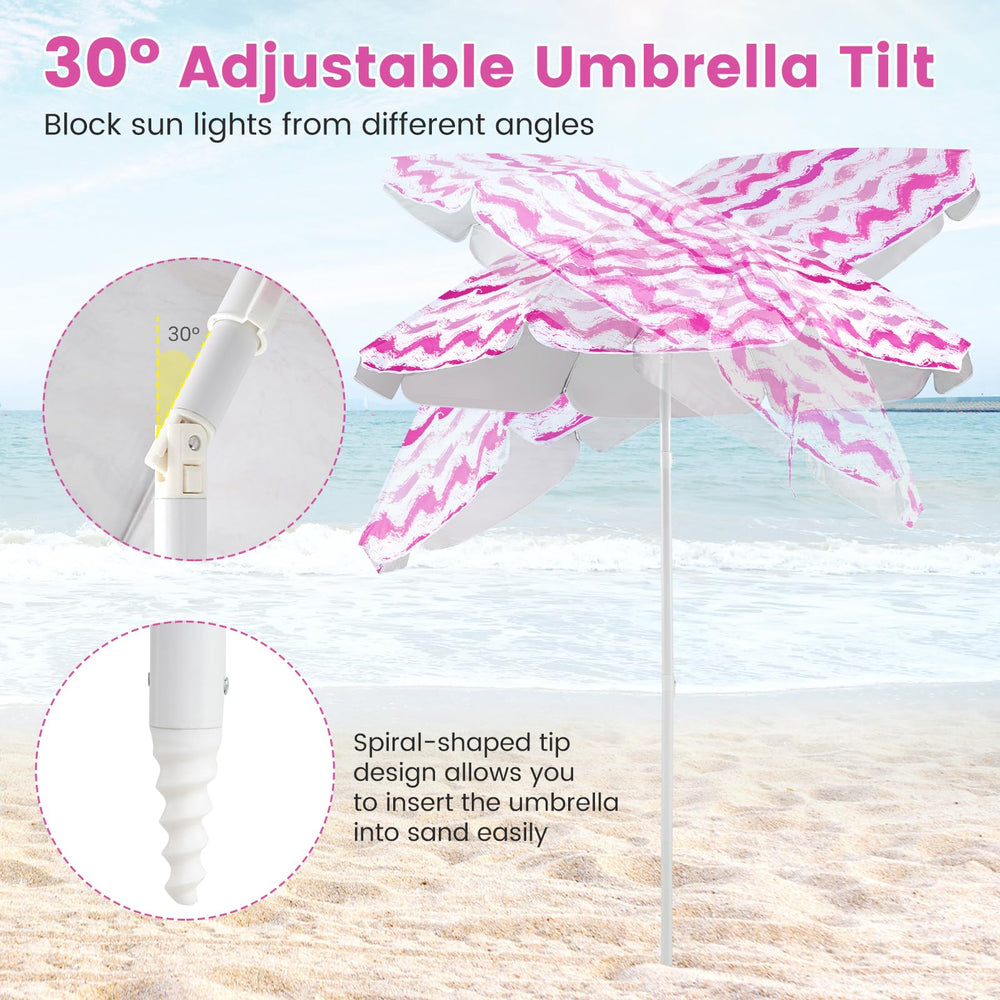 GYMAX umbrella inner silver coating enhances cooling shade.
