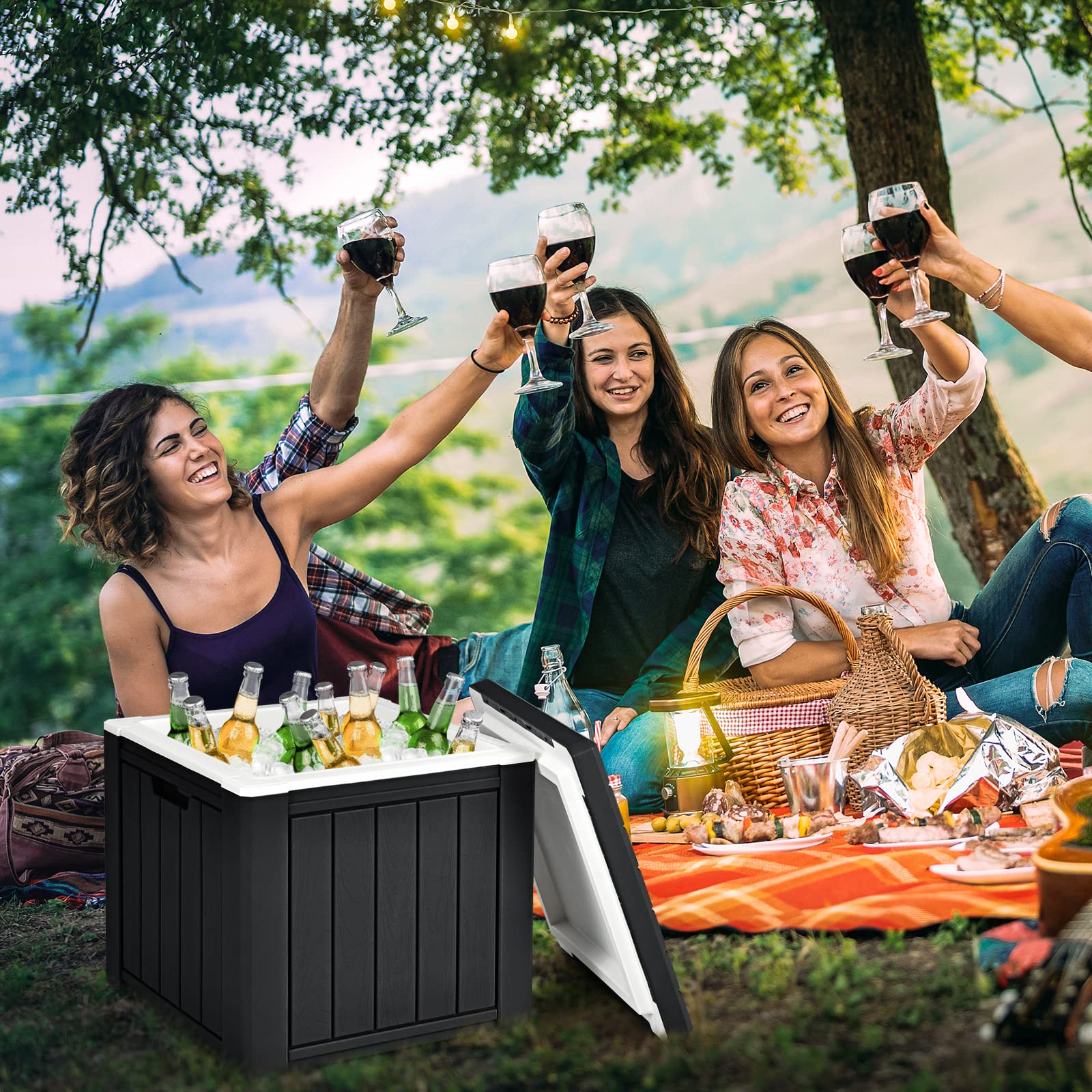 GYMAX cooler sturdy 220 lbs capacity doubles as a stool.