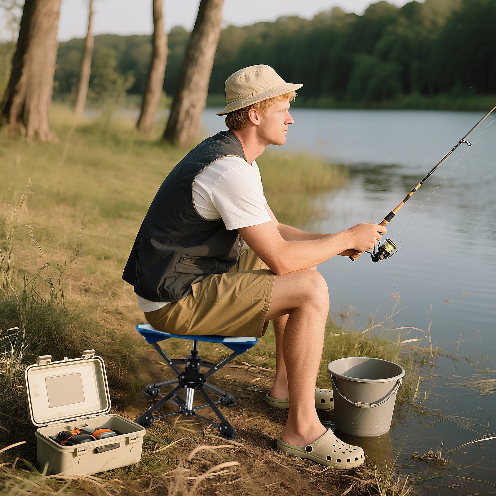 GYMAX 360° rotation lets you face friends or scenery without standing
