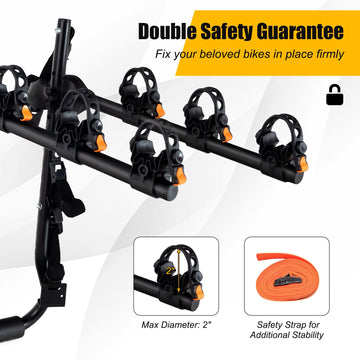GYMAX trunk-mounted bike rack with secure straps for stable bike transport