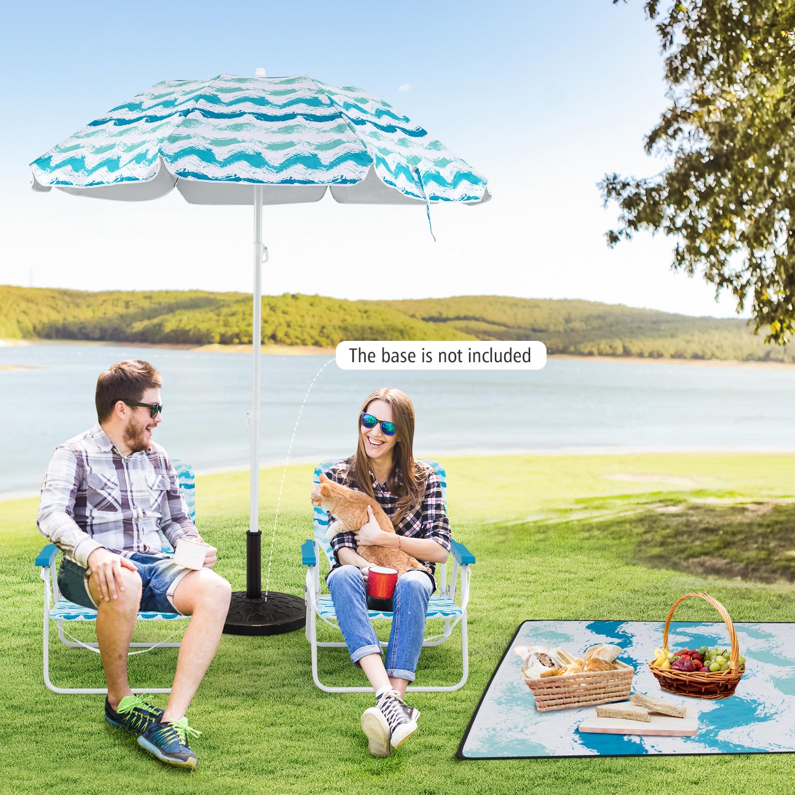 GYMAX umbrella diameter 6.2 feet provides broad sun coverage.