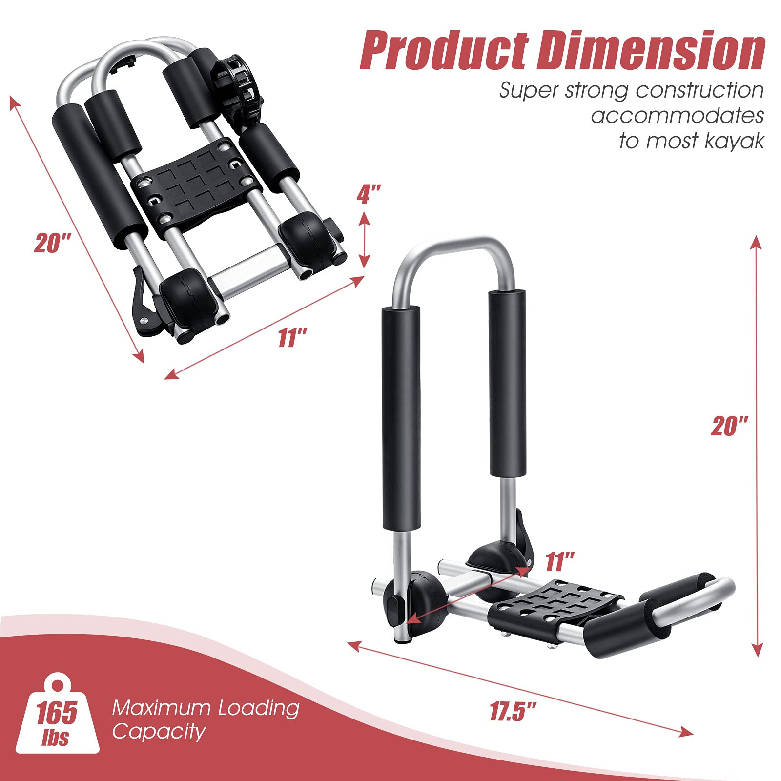 GYMAX universal-fit rack works with most crossbars and vehicles.