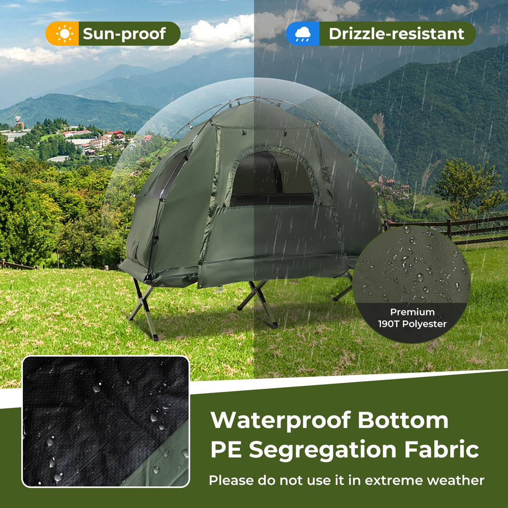 GYMAX water-resistant fabric feature demonstrates weather protection and versatility.