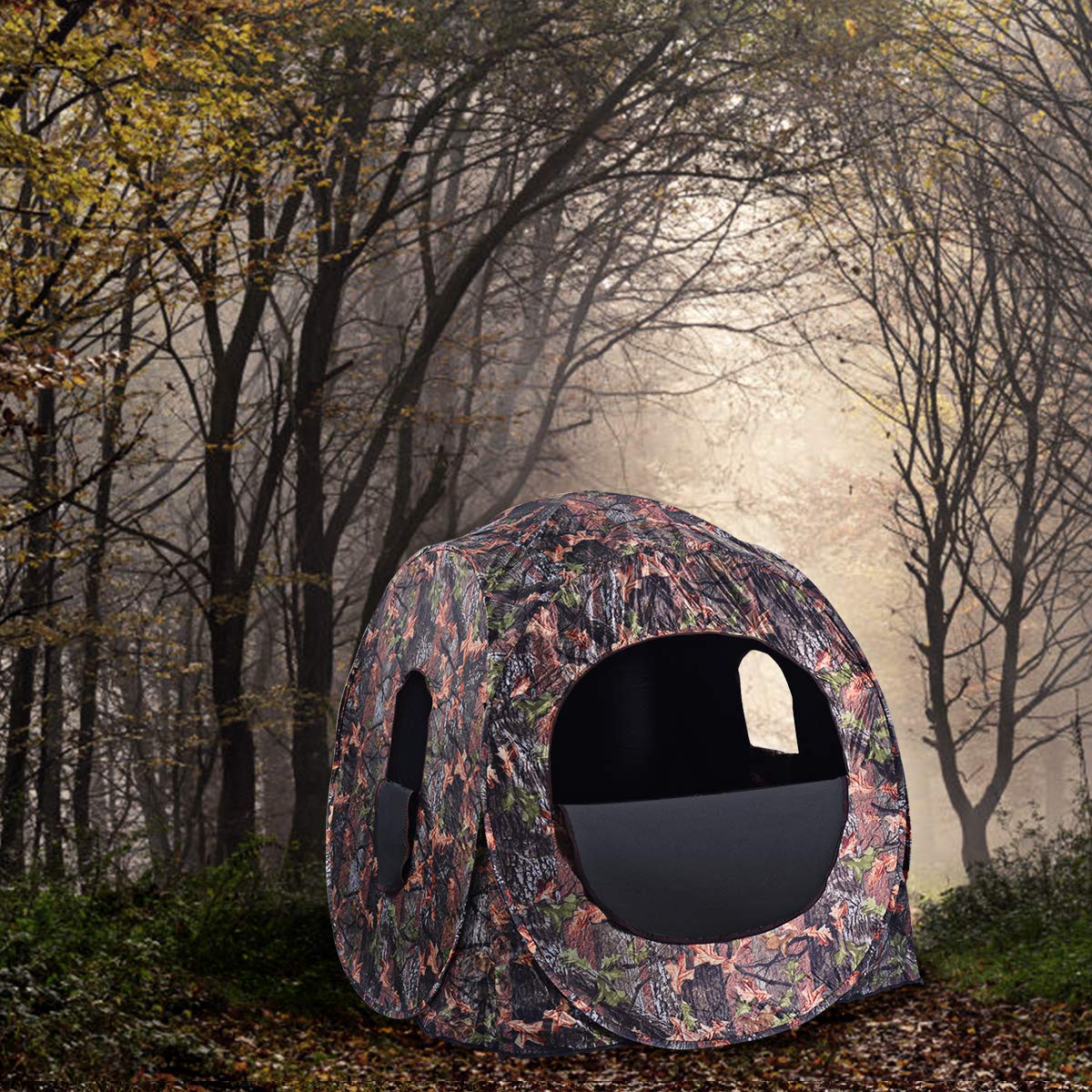 GYMAX waterproof and weather-resistant camo blind for varied conditions