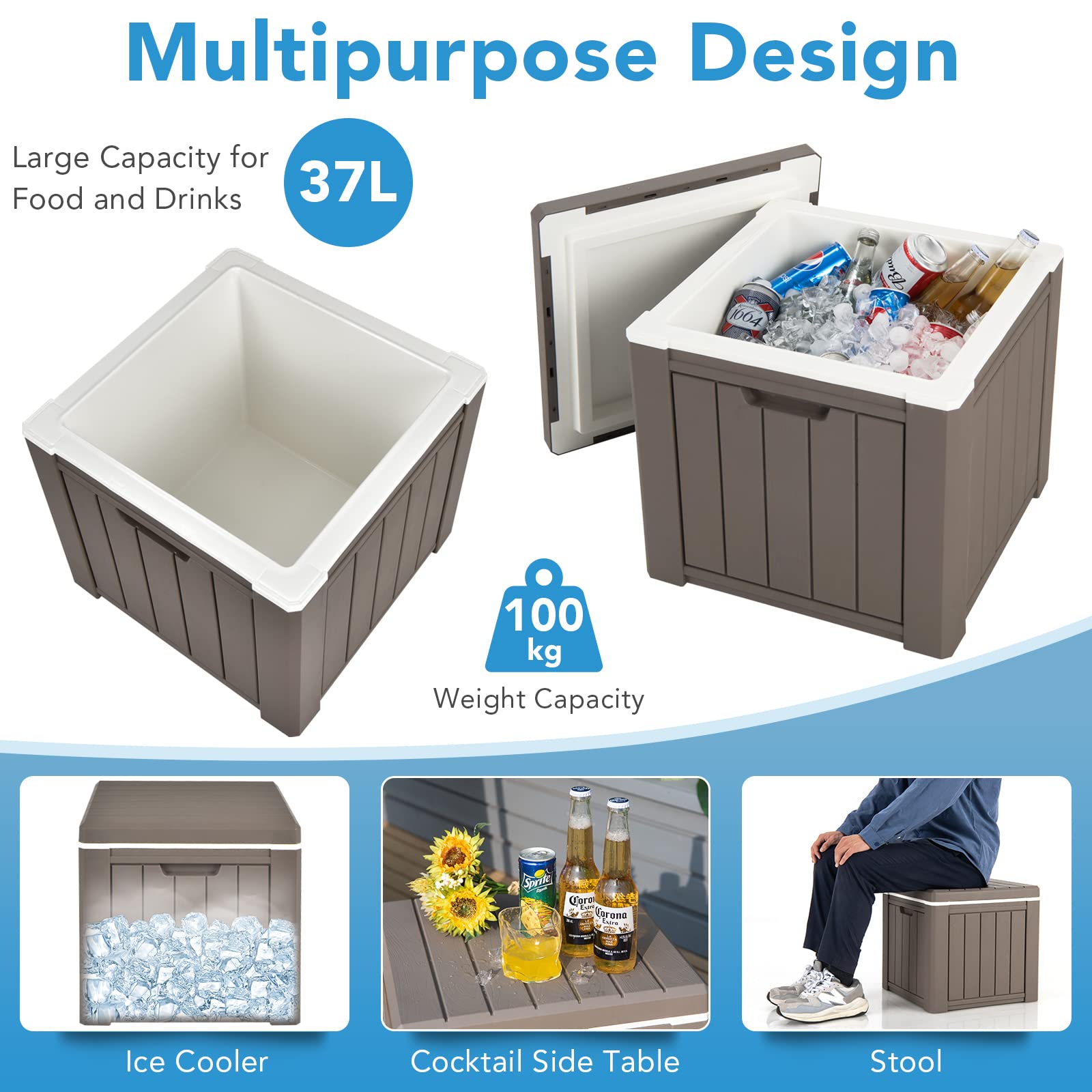 GYMAX cooler with detachable lid provides flexible access and storage
