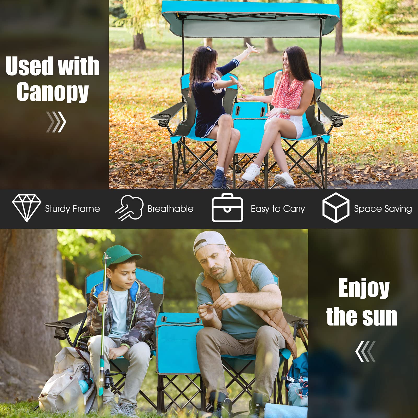 GYMAX double chair carry bag for simple transport.