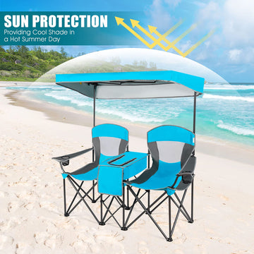 GYMAX double chair in folded form for easy storage.