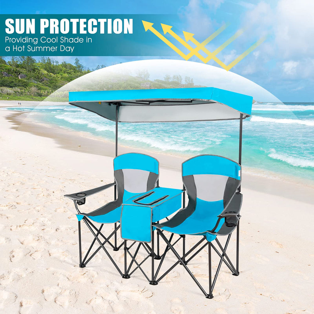 GYMAX double chair in folded form for easy storage.