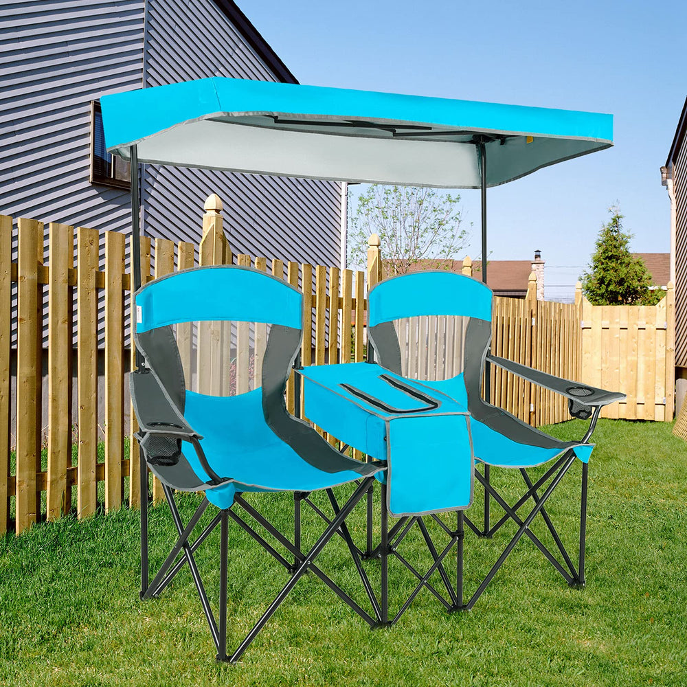 GYMAX sturdy steel and Oxford fabric chair for outdoor use.