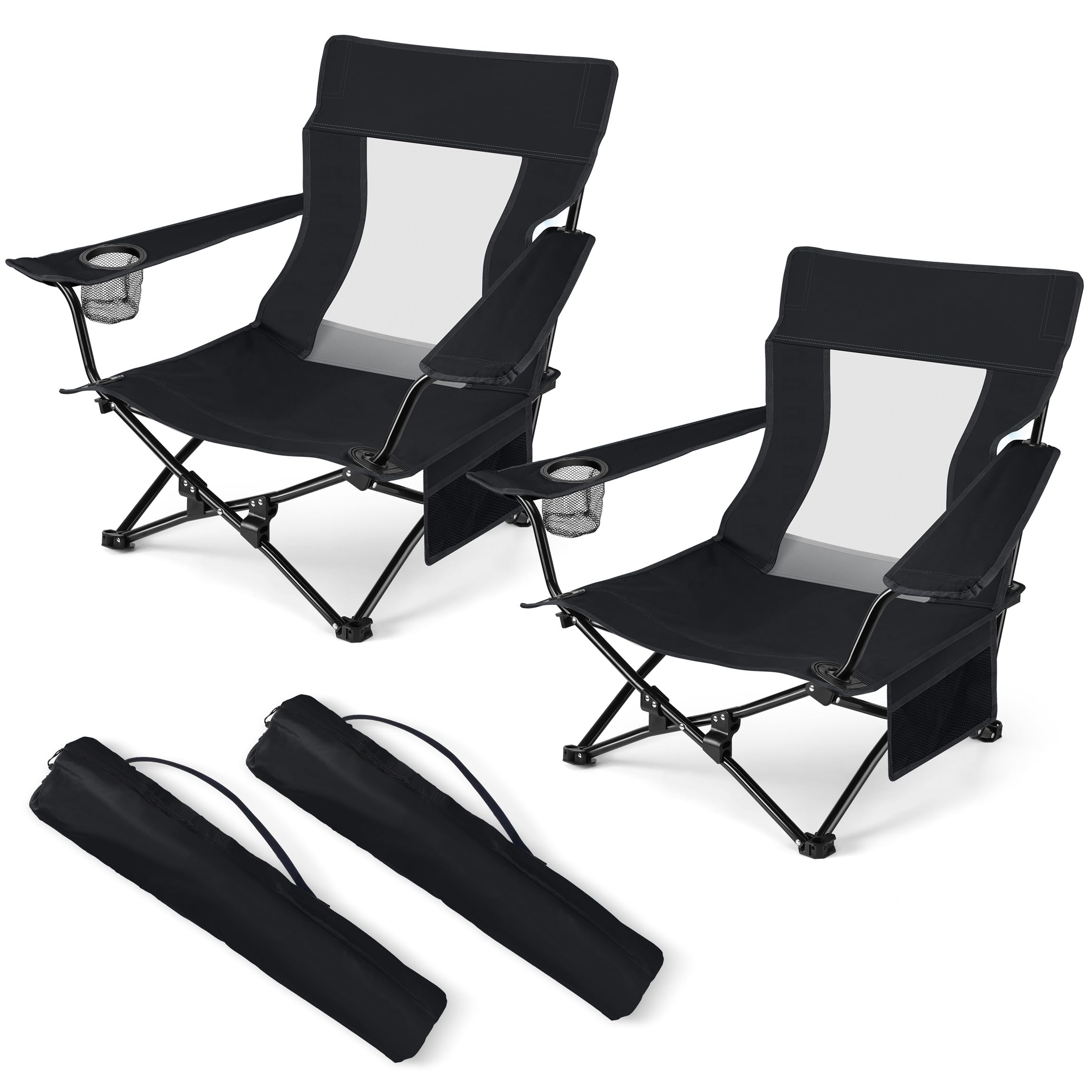 HaSteeL folding beach chair set 2 on sand, portable outdoor seating for beach days