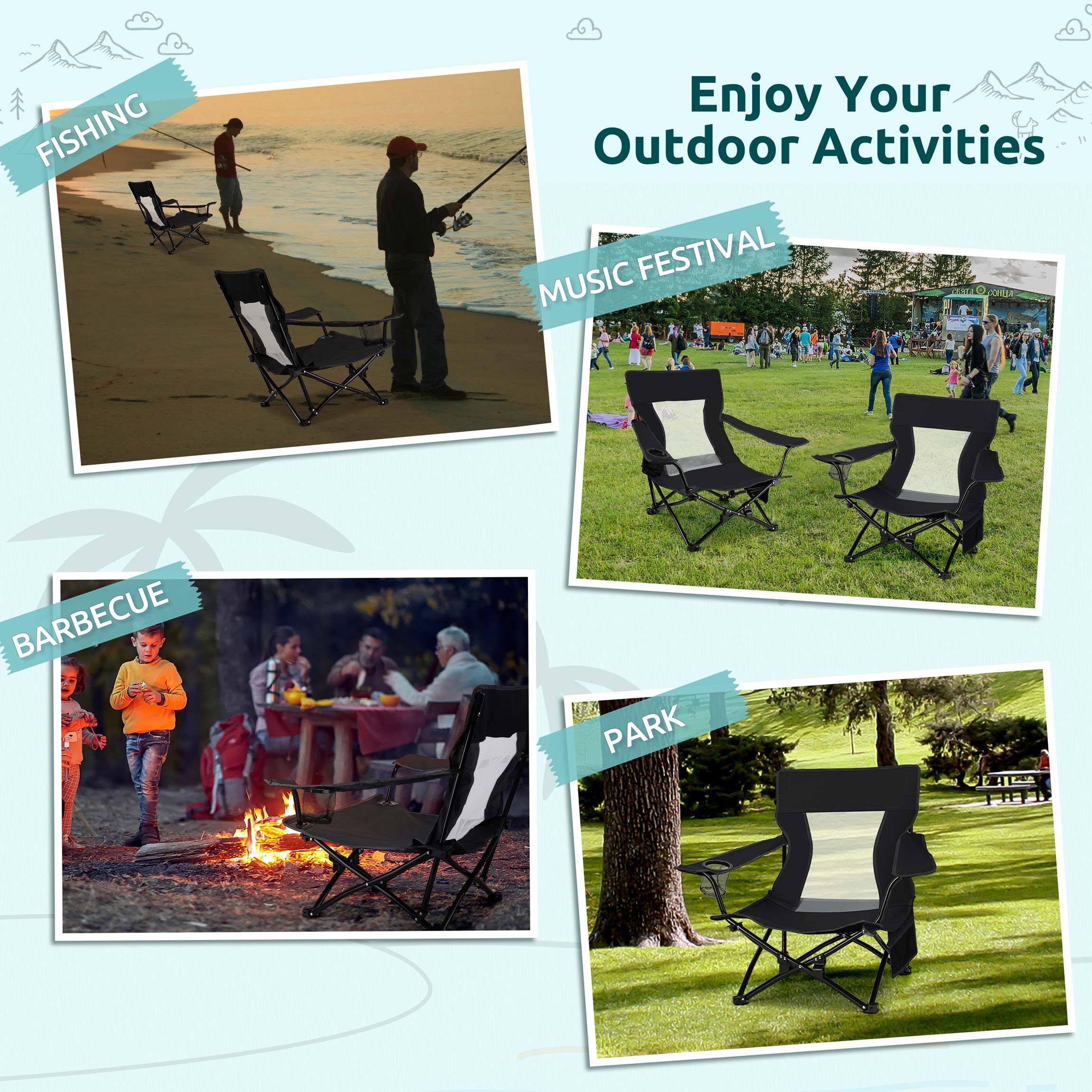 HaSteeL two-chair set ready for picnic, fishing, or beach activities