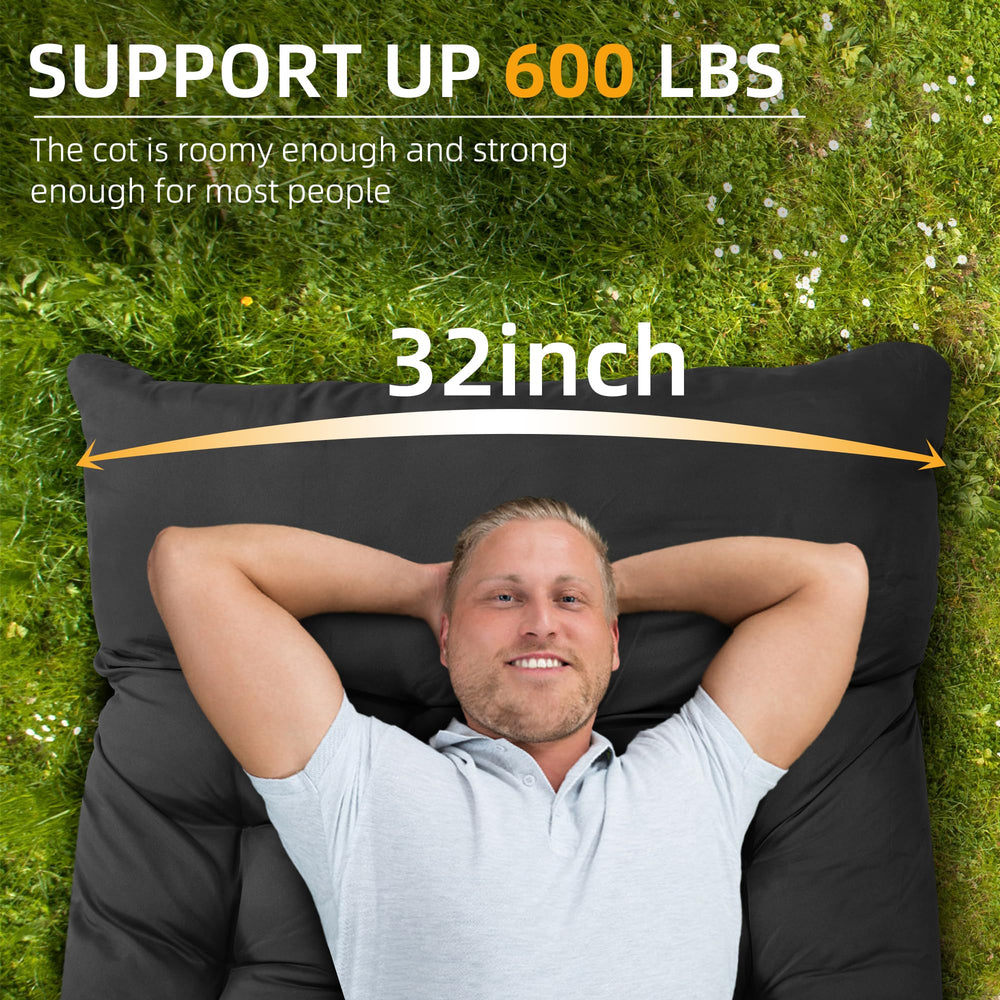 HABUTWAY cot with 18-degree headrest improves neck and back comfort.